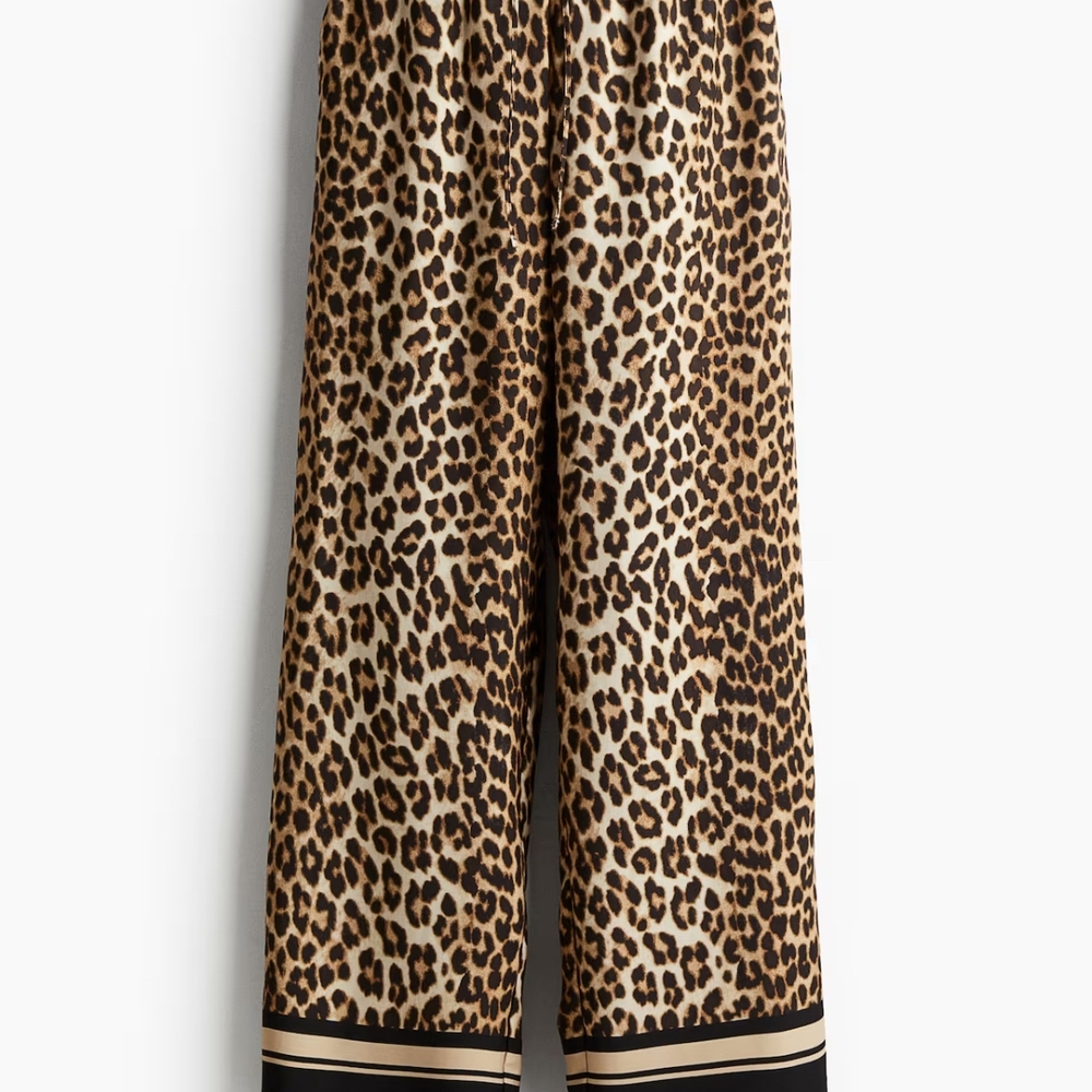 H&M Leopard Print Wide-Leg Pants